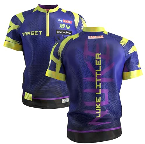 Target Darts Luke Littler Dart Shirt 8/10 Years | The Nuke Kids Darts Shirt, Youth Coolplay Collarless Dart Top, Darts Top Children, Player Edition T Shirt