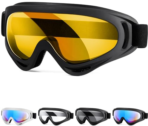 Gizmolet Skidsnowboard, glasögon, UV400 skyddsglasögon, motocrossglasögon, hjälmkompatibla, anti-dimma skidglasögon, sportglasögon för skidåkning, skridskoåkning, motorcykel, cykling, bergsklättring