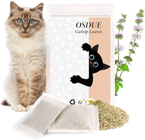 OSDUE Herbe à Chats Séchée, 16 Sachets d'herbe à Chat Bio Feuille, 2g/Pack