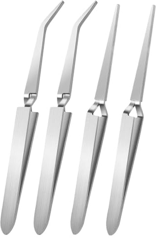 GVSS Pincher in acciaio inossidabile da 148 mm, pinza per pinzare per unghie con punte dritte e curve, per estensioni di ciglia fai da te, manicure, arte delle unghie e riparazione di orologi