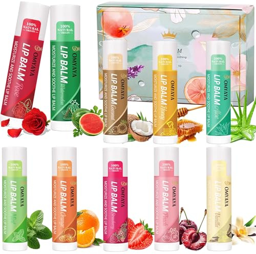 Set de Cuidado Labial de 10 Piezas: Set de Regalo de Bálsamo Labial, Bálsamo Labial Hidratante, cuidado labial para labios muy secos, pequeños regalos para mujeres, novias y compañeras de trabajo