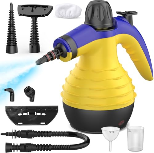 ASSCA Handheld Steam Cleaner, 9 in 1 Portable Steam Cleaner Handheld Comes for Multi-Surface Stain Removal, High Pressure Steamer Cleaning Perfect for Carpet, Sofa, Floor, Bathroom, Window, Car