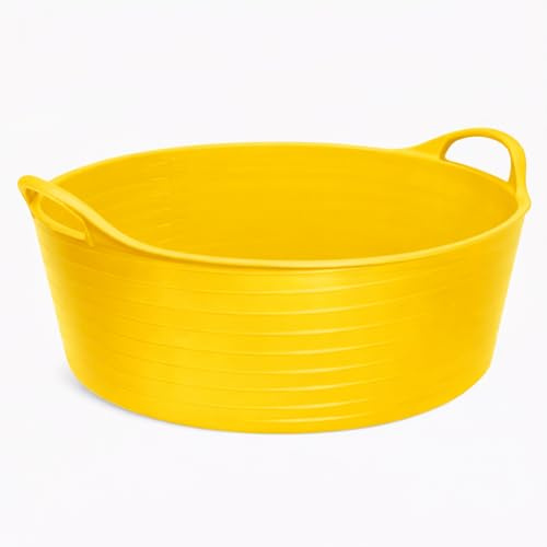 Flexi-Fill 15L Yellow Flexible Trug – Heavy Duty Horse Feed & Water Tub for Stable, Yard & Garden Use – Durable Flexible Plastic Feed Tub for Horses, Soaking Feeds & Multi-Purpose Yard Tasks
