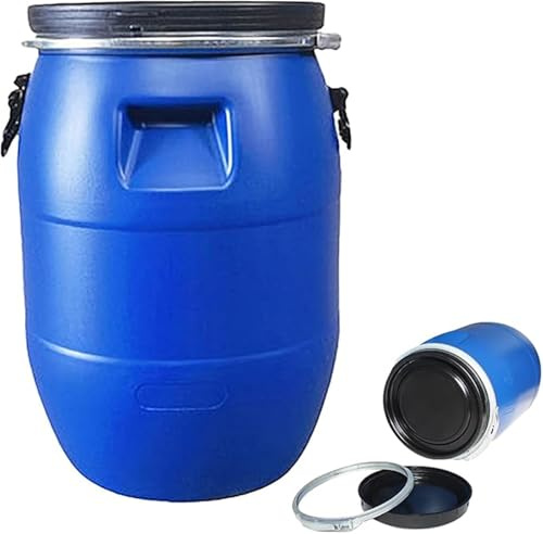 TINGMIAN Plastic Barrel with Lid,Food-Grade Water Barrels Storage, Shipping, Air Tight, HDPE Material, Rain Use For and Food(50L)