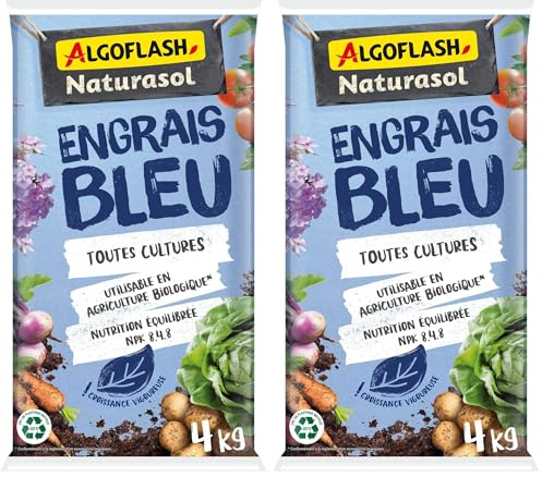 ALGOFLASH NATURASOL Engrais Bleu, Utilisable en Agriculture Biologique, Toutes Cultures, 4 kg, ABIOBLEU4 (Lot de 2)