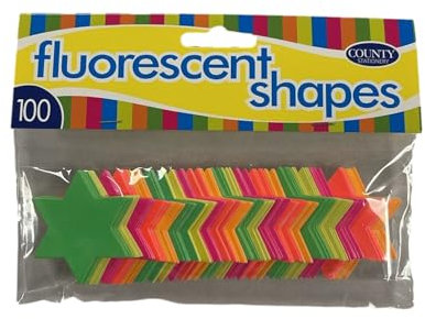 Fluorescent Neon Stars 42mm 100 Count (Pack of 1) for Sales Shops and Cars