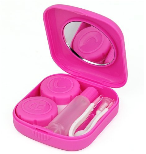 Accessotech Rosa Mini Kontaktlins Resekit Fodral Fickstorlek Förvaring Hållare Behållare
