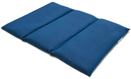 Coussin aux pépins de raisins - Taille 40x30-3 compartiments - Bleu gentiane - Coton Bio - Coussin thermique - Coussin aux graines - Compresse froide -