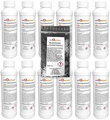 WELL2WELLNESS sauna – concentrati set 'classico + Fruit' con 12 x 250 ml FL gratis 10 g cristalli al mentolo