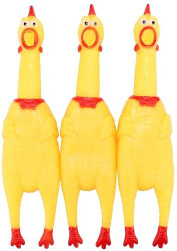 Legend Sandy Screaming Chicken,Yellow Squaking Chicken Toy Novelty and Durable Rubber Chicken for Dogs, Value 3 Pack