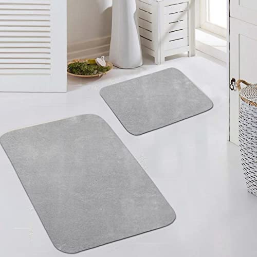 Teppich-Traum Tappeto Bagno Tappeto Toilette Set 2 Pezzi Lavabili Antiscivolo in grigio, 50x60cm + 60x100 cm