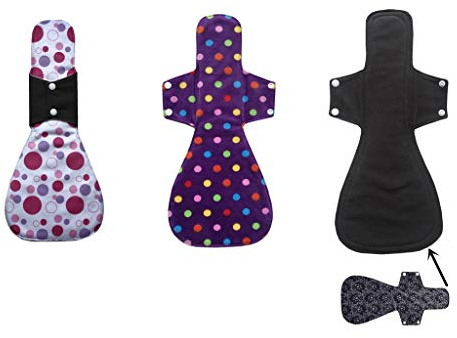 MUMBABY 3 stycken 41cm (16inch) Ultra-djup sömn Över natten Träkol Bamboo Mama Duk/Menstruationsvaddor/Återanvändbara sanitetsbindor (XXL, Mix 01)