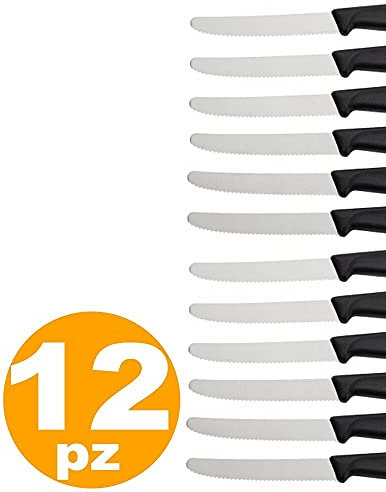 Coltello da tavola a manico nero con lama da 11 cm confezione da 12 pezzi