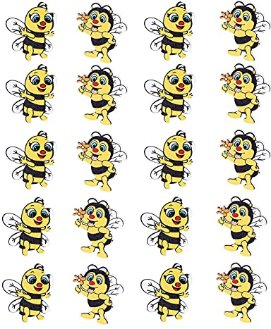 Botones de Madera, 20 Botones de Dibujos Animados con Diseño de Abeja Lindo, Diseño Surtido para Niños, Botón de Tejer Hecho a Mano para Manualidades, Decoración de Trabajos de Bricolaje