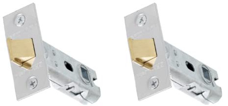 UAP 75mm Tubular Door Latch with Square Corners - 2-Pack Stainless Steel Internal Door Lock Set with Strike Plate & Fittings for Home, Office & Commercial Use (2 Pack, 75mm, Polished Stainless)