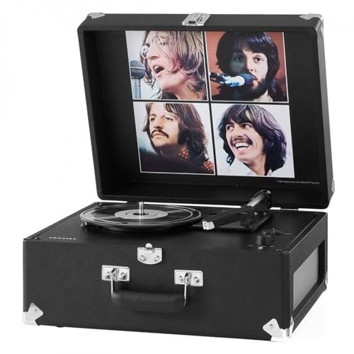 Crosley The Beatles Let It Be Anthology - Tocadiscos portátil con Bluetooth de PVC, Reproductor de Vinilo de Maleta de 3 velocidades, Tocadiscos para el hogar para Discos de Vinilo, Altavoces estéreo