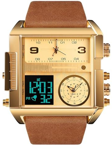 RORIOS Sport Herrenuhr Analog Digital Armbanduhr mit Wecker Leuchtende Stoppuhr Multifunktion Elektronische Uhren für Männer