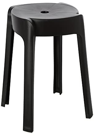 Inbagno Sgabello Bagno Multiuso Alta Resistenza, H 47 x d 32 cm, Nero in plastica