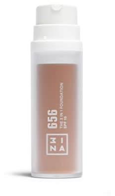 3INA MAKEUP - The 3 in 1 Foundation 656 - Fond de Teint Or foncé avec Sous-Teinte Jaune - Primer Anti-Cernes et Fond de Teint avec SPF 15 et Vitamine C - Vegan - Cruelty Free