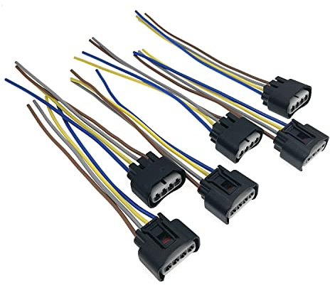 HYXUAN 6PCS Connector Plug Harness Ignition Coil 90980-11885 for Prizm HS250h Vibe S-ci-on tC Camry Celica Corolla Highlander Matrix MR2 Spyder RAV4 Solara 4-Way Female