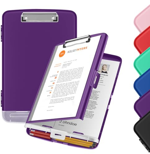 WENYA A4 Clipboard with Storage, Plastic A4 Clipboard Folder Storage Box with Separate Pen Compartment for School Office Medical Personnel