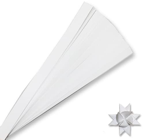 Tiras de papel blancas para proyectos de tejido (paquetes de un solo color). Tiras de papel para estrellas moravas, estrellas alemanas y estrellas Froebel. 50 tiras por paquete (blanco, 3/4 x 19