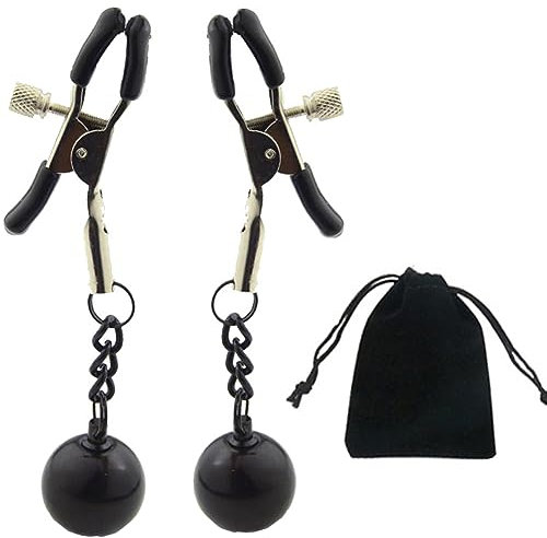 Weighted Nipple Clamp Stainless Steel Breast Clips with Chain Nipple Clip Weights Ball Adjustable Non Piercing Nipple Jewelry Adult Flirting Sexy Toy
