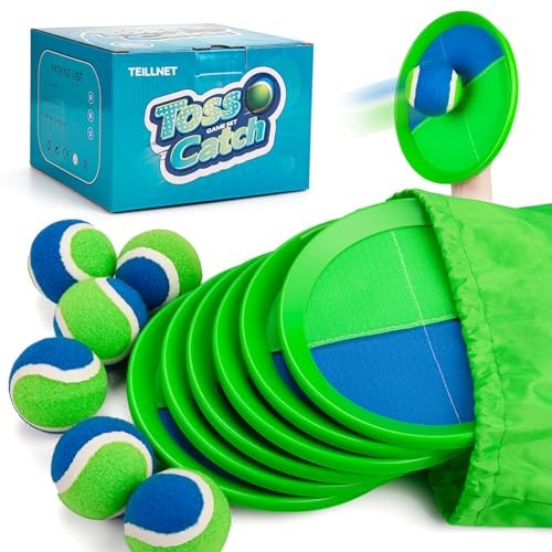 Toss and Catch Ball Set Upgraded - Beach Toys Outdoor Games Baseball Games - Sturdy & Water-Resistant Great for Pool Yard - Classic Gift for Toddlers Kids Boys Girls 3 4 5 6 7 8 9 10 11 12+ Years Old