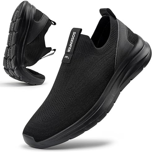 Sosenfer Slip On Sneakers Uomo Ultraleggero Senza Lacci Scarpe Sportive Scarpe da Ginnastica Scarpe da Corsa Traspiranti Antiscivolo per Sport, Tempo Libero, Fitness, Jogging, Camminare-QUANHEI-44