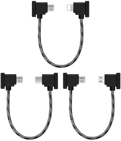 Hsthe Sea 3PCS Cavi per Telecomando UAV Cavo Dati Micro USB a Tipo C + connettore Micro USB + Cavo per Telecomando Micro USB a iOS