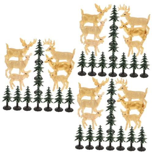 VICASKY 48stücke Teiliges Weihnachtsminiaturen Mit Rentierfiguren Und Miniatur-weihnachtsbäumen Dekoration Für Weihnachtsfeiern Und Bastelprojekte Szenen Und Tischdekoration
