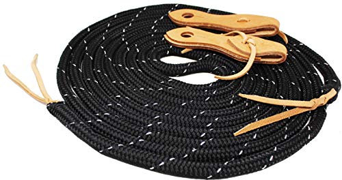 CHALLENGER Pferde-Zügel 607RT01BK Pferdetraining, Nylon, geflochten, Mecate-Zügel mit Slobber-Riemen, 1,6 cm x 56,9 m