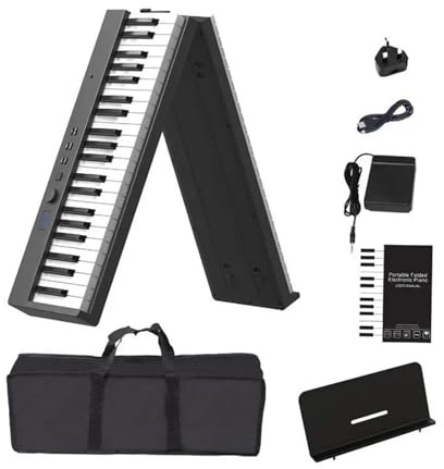 Electronic Keyboard Folding Piano 88 Keys Adult Electronic Piano Beginners Midi Controller Musical Keyboard Portable Electric Organ(Black,UK)