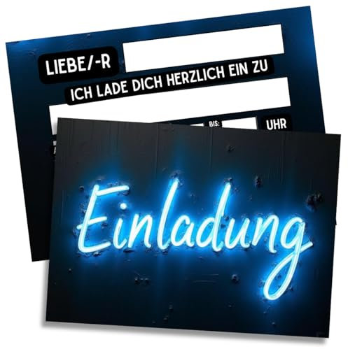 ZETTMANN® 10er Set Premium Neon Einladungskarten Kindergeburtstag Mädchen - Stylishe Einladung zum Geburtstag I Einladungskarten Geburtstag - Party Geburtstagseinladungen (Neon Party)