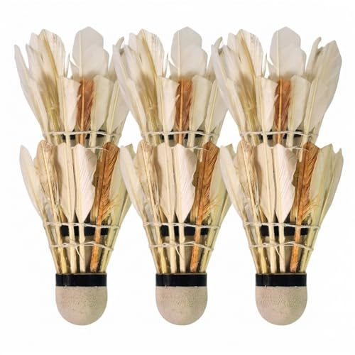 Esthelar Select Set 6 Pelotas Bádminton Pluma Natural – Volantes Profesionales Resistentes Interior y Exterior – para Niños y Adultos – Pack Entrenamiento Casa Playa Recreativo - Jugar al Badminton