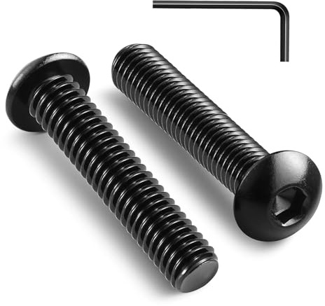 20 viti a testa bombata M5 x 25 mm, esagonali a testa semicircolare in acciaio inox A2, colore nero, con chiusura a esagono incassato