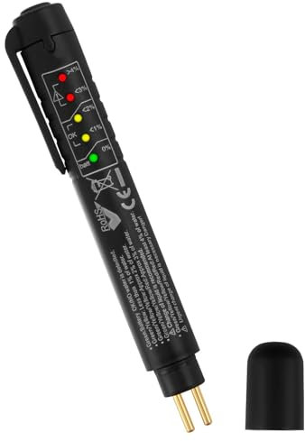 Tester Liquido Freni, Penna Tester Liquido Freni Universale Controllo Umidità Olio Fluido Freni con 5 LED Indicatore Strumento Test per Auto per Liquidi Automotive DOT3 DOT4 DOT5