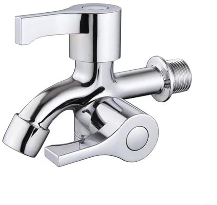 Fauhapyway Rubinetto per lavatrice a doppia uscita in lega di zinco, cromato, montaggio a foro singolo, per bagno, bidet, con design moderno (A)