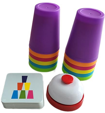 zjhukfmc Staplingsspel för muggar 20,5 x 14,5 cm mugg stapellack set stapelkopp leksak för barn bärbar pedagogisk leksak för finmotorik hand-öga-koordination
