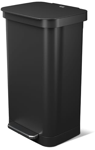 Glad Stainless Steel Step Trash Can, Series 2 with Clorox Protection - Large Black Kitchen Garbage Bin with Soft Close Lid, Foot Pedal and Waste Bag Roll Holder, 20 Gallon