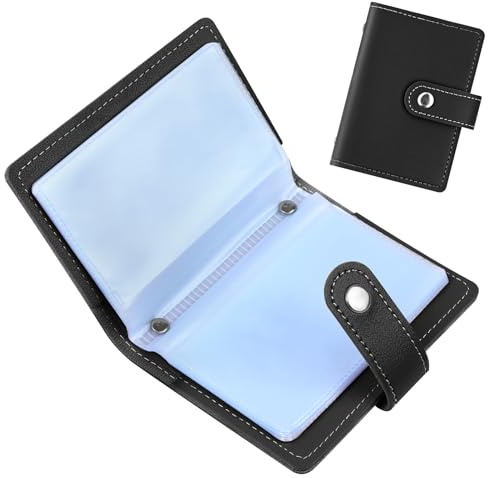 OSDUE Credit Card Holder for Women Men, Slim RFID Blocking Debit Card Wallet Soft PU Leather ID Bank Card Case with 26 Thickening Card Slots Travel Business Card Case (Black)