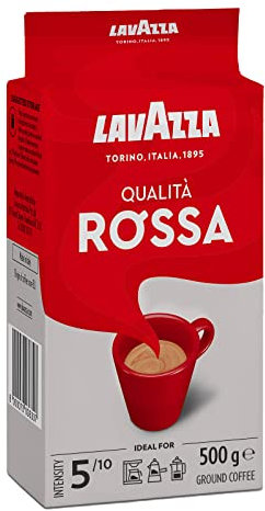 Lavazza Qualità Rossa, Ground Coffee Espresso, Arabica and Robusta Medium Roast 500 g Pack