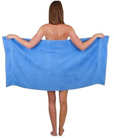 Betz Strandtuch Duschtuch Größe 70x140 cm Duschhandtuch Badetuch Strandtücher Handtuch Premium 100% Baumwolle Farbe hellblau