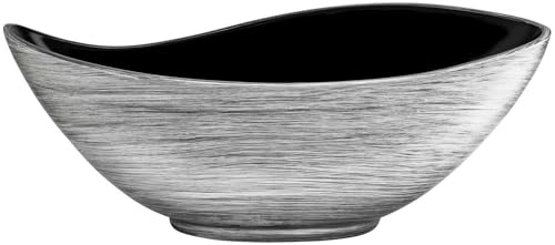 VIVANNO Dekoschale Schale Pflanzschale Mondana 16 x 39 x 20 cm, Silber Schwarz Hochglanz