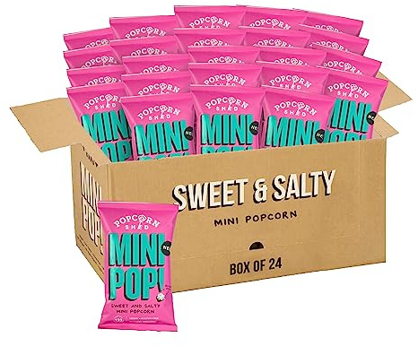 ​​Popcorn Shed Mini Popcorn Sweet & Salty (24 Packs) - Perfect balance of Sweet & Salty, Easy & Low Calorie Snack, 100% Vegan & Gluten-Free, Perfect for Snacking, Parties, Movie Nights, Gifting & More