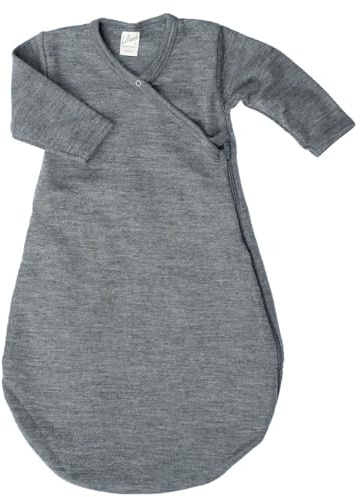 Lilano, Merino Wickelsack mit 2-Wege Reißverschluss, 70% Wolle (kbT), 30% Seide, 210 g/m² (Grau, 74-80)