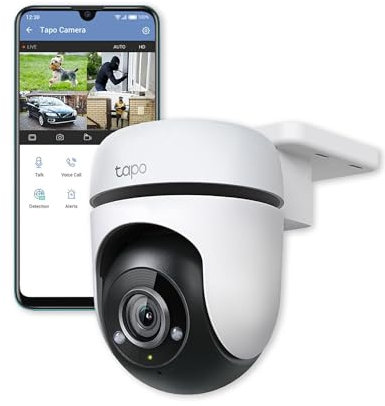 Tapo TP-Link 1080p Full HD Outdoor Pan/Tilt Security Wi-Fi Camera, 360° Smart Person/Motion Detection, IP65 Weatherproof, Night Vision, Cloud &SD Card Storage, Alexa&Google Home C500 (Renewed)