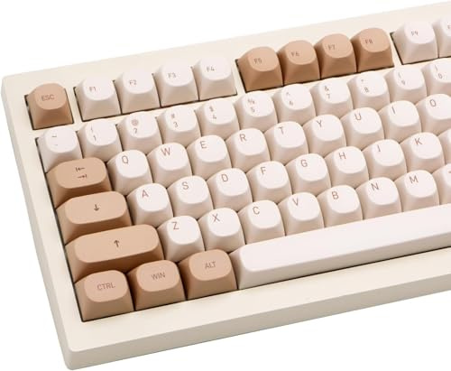 TIMSEKER 119 Keys Retro Minimalist Brown and Grey Keycaps, Custom MA Profile PBT Dye Sub Keycaps for ANSI Layout Cherry Mx Mechanical Keyboard (Only Keycap)