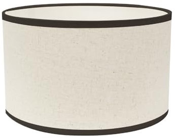 ValueLights | Small Easy Fit Natural Linen Drum Light Shade with a Black Trim Bedroom Hallway Lampshade | Shades, Home Décor & Improvement Essential | 250mm Shade Width
