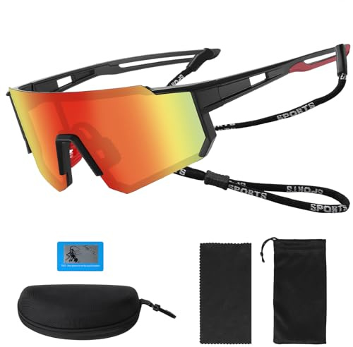 Roselee Schnelle Brille,Fahrradbrille Herren Damen Polarisiert,Sportbrille Fahrrad Sonnenbrille UV400 Schutz Radbrille Laufbrille für MTB Laufen Rennrad Fahrrad Ski Golf Rave Outdoorsport,Orange